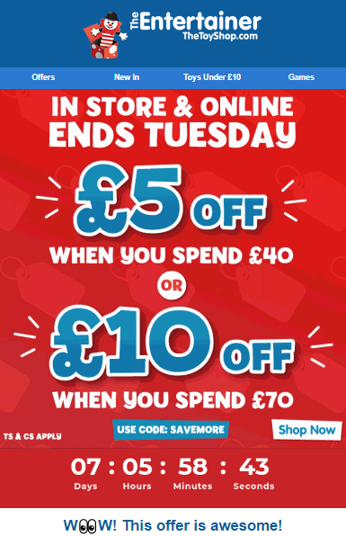 Bank Holiday offer at The Entertainer